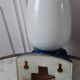 Scandinavian wall lamp in opaline globe and polycarbonate base 70s