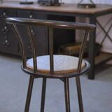 Industrial stool with oak seat, 1960s
