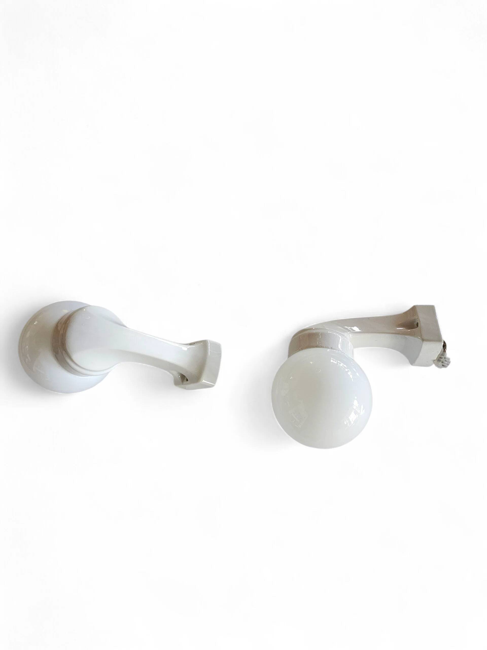 2 x Porcelain Wagenfeld wall lamp no. 4300 for Lindner / 1950s