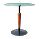Vintage round mushroom table in wood and glass, 1970s