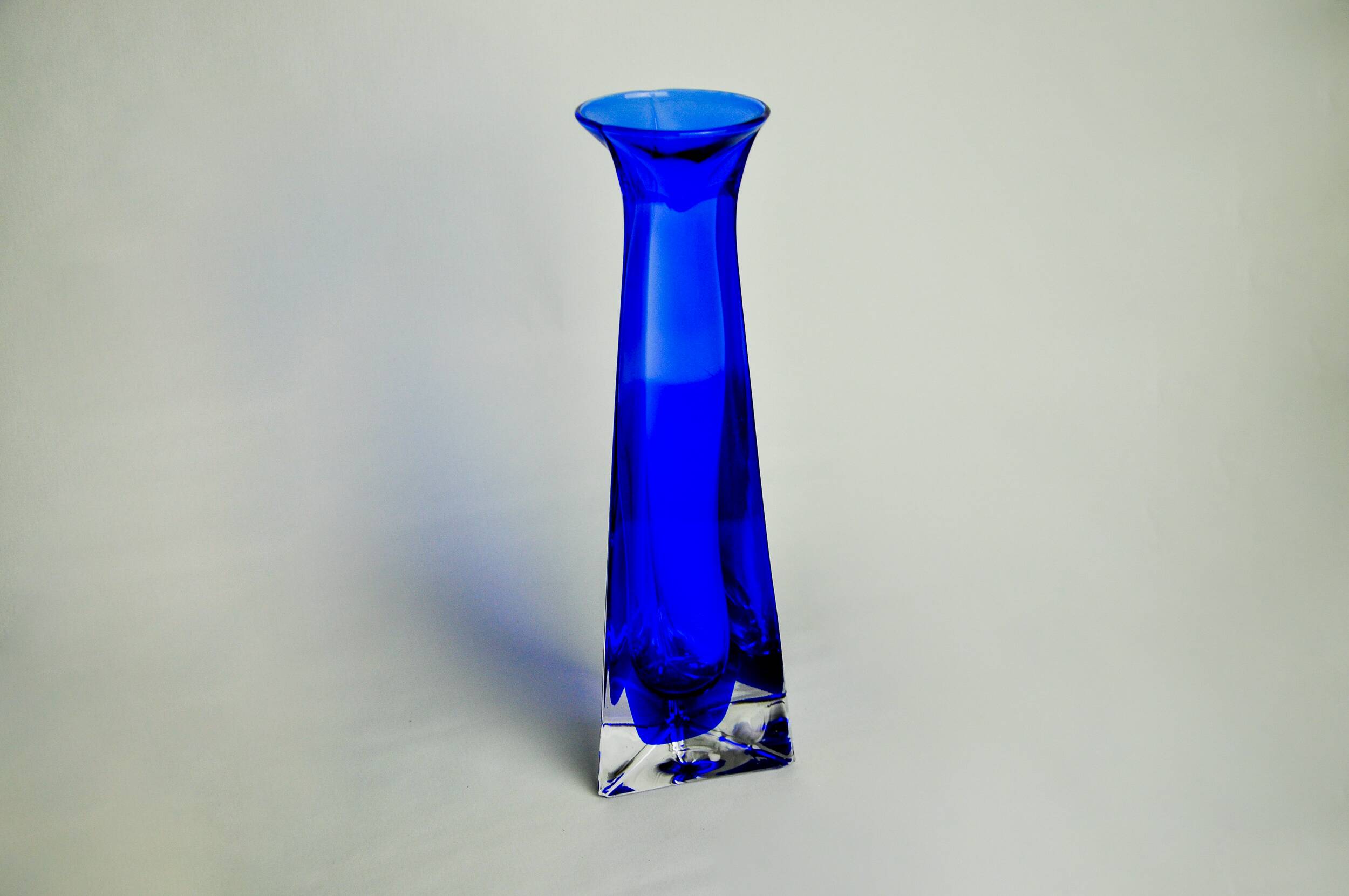 Soliflore Sommerso blue in Murano glass, Italy, 1970