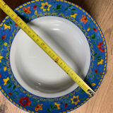 6 vintage hollow plates blue/flowers 21,5cm 1 plate with a sparkle see last photo