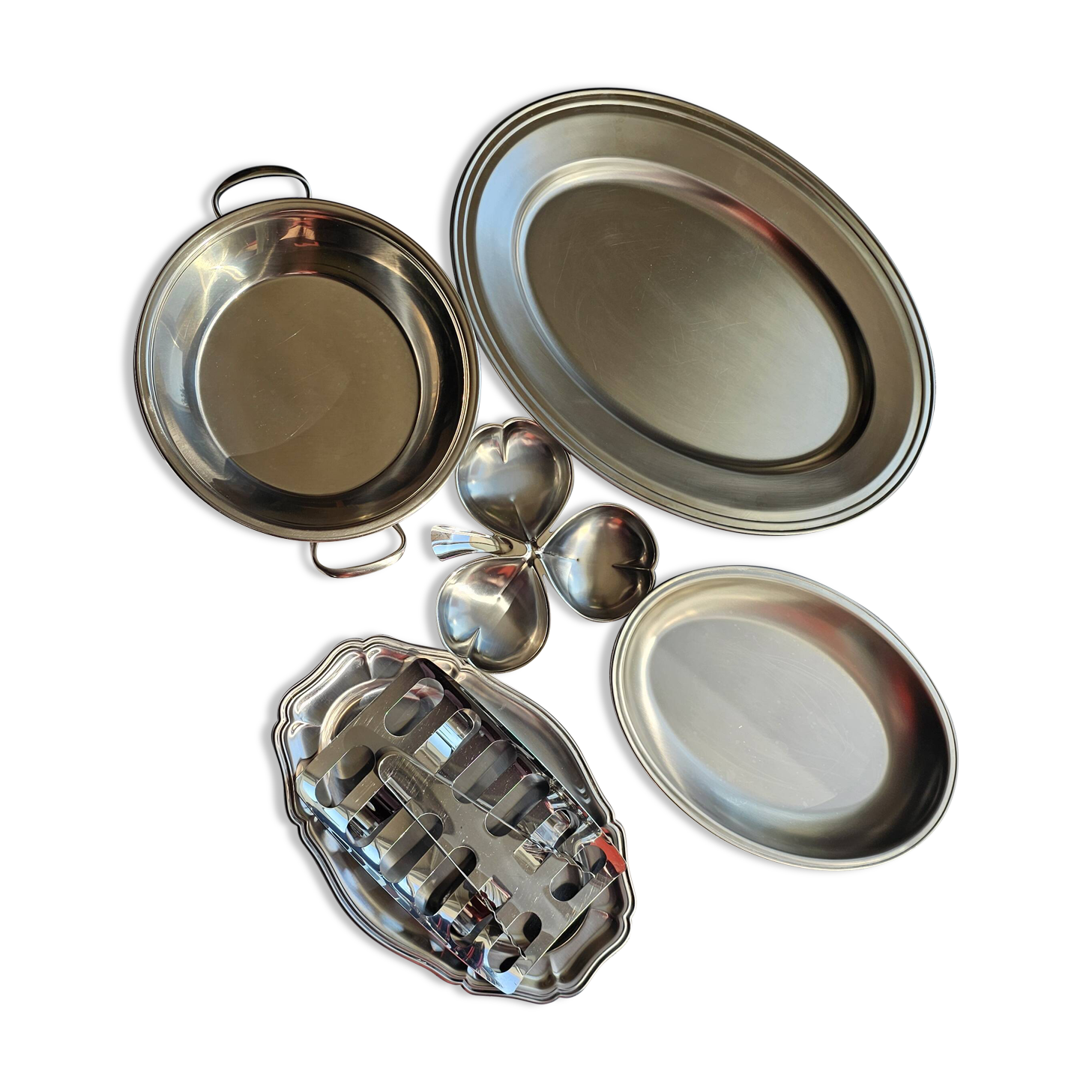 Set of 5 serving dishes in silverware: Jean Couzon & Guy Degren