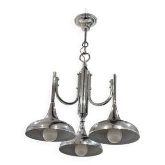 Chrome metal chandelier, 70s