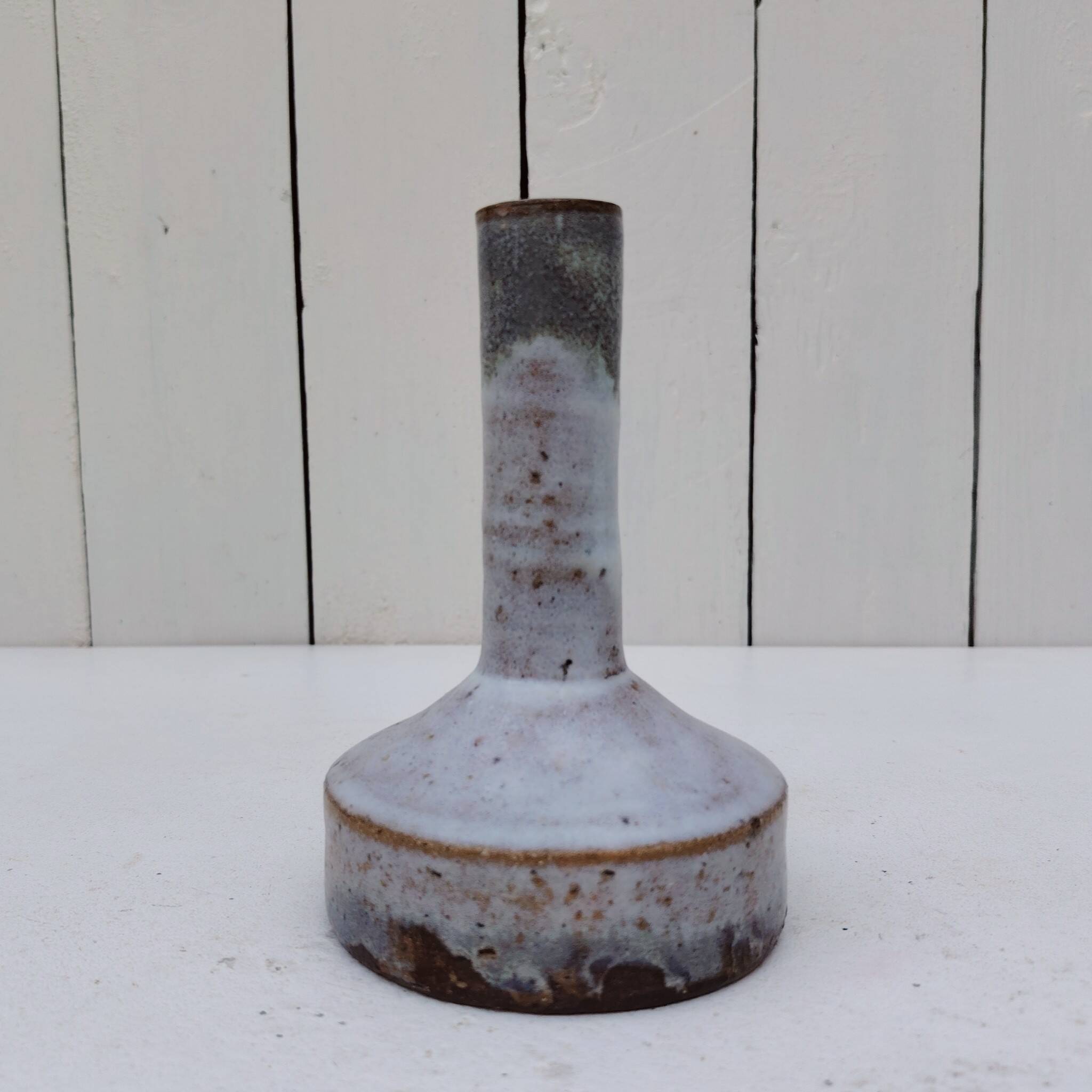 Glazed stoneware single flower vase, vintage decoration