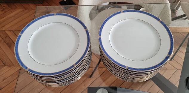 Christofle Océana Bleu dinner service, porcelain and fine gold