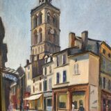 Signed village scene