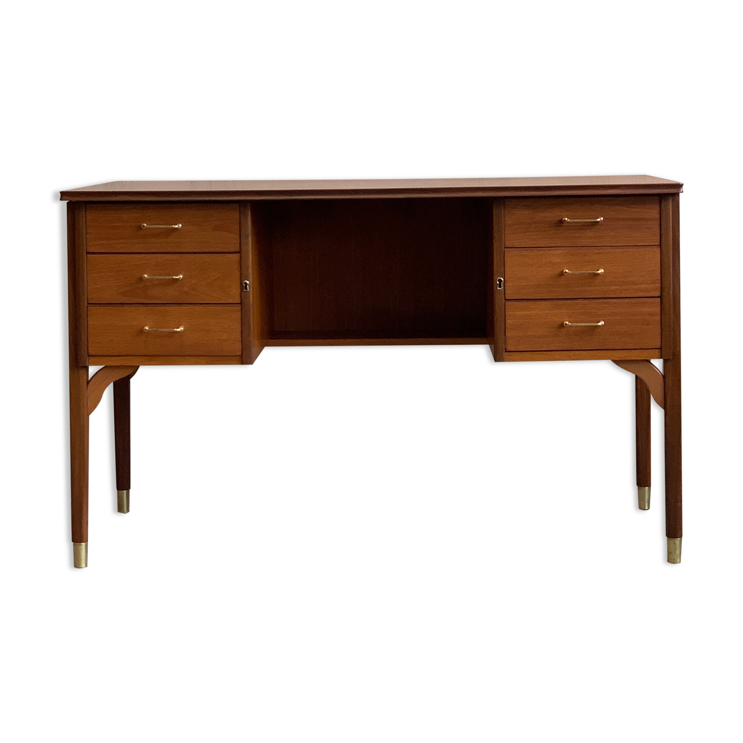 Teak desk on rosewood legs, 60s Norway, vintage