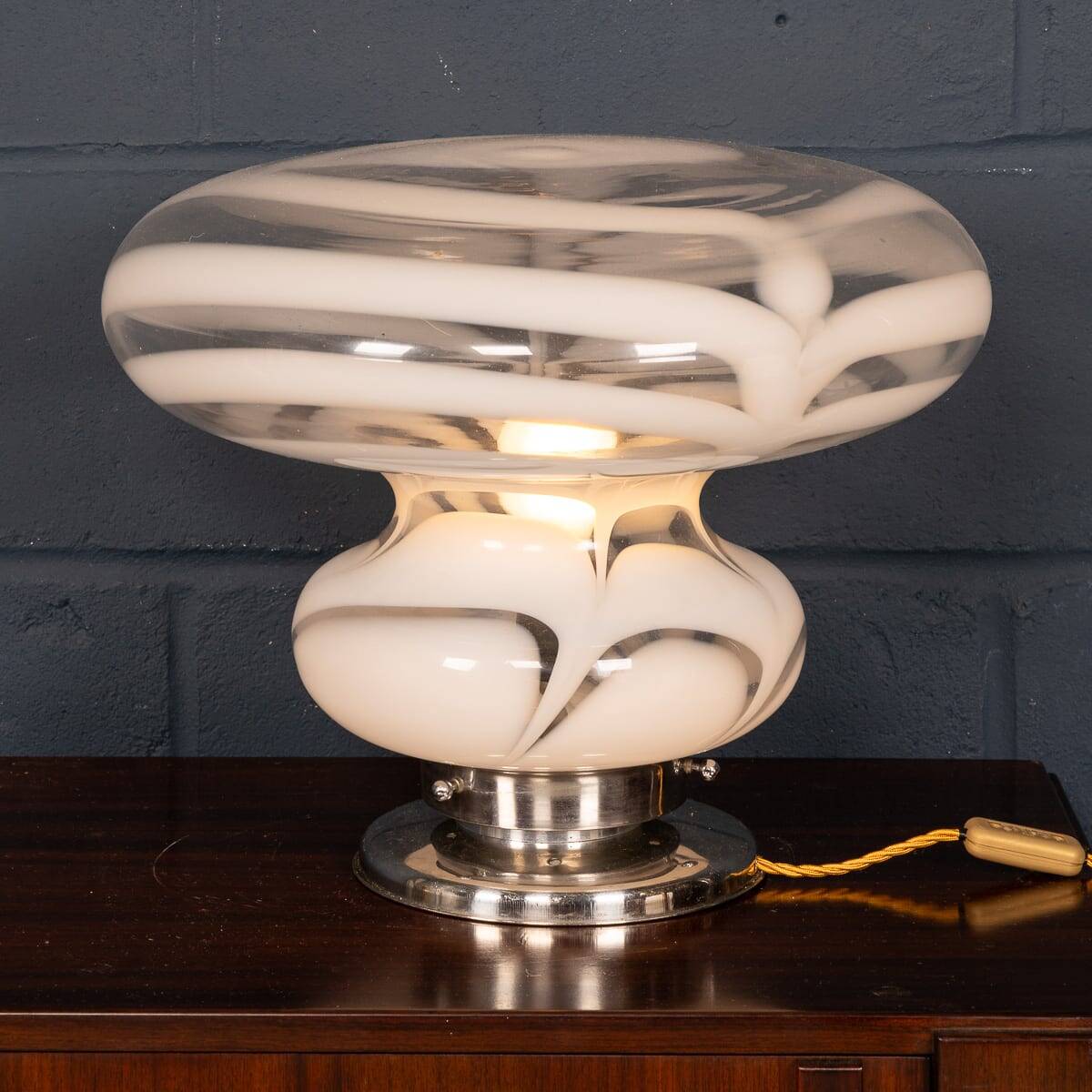 Vintage 20thc italian hand blown glass table lamp, murano c.1970
