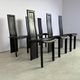 Vintage black leather dining chairs, set of 6, 1980s