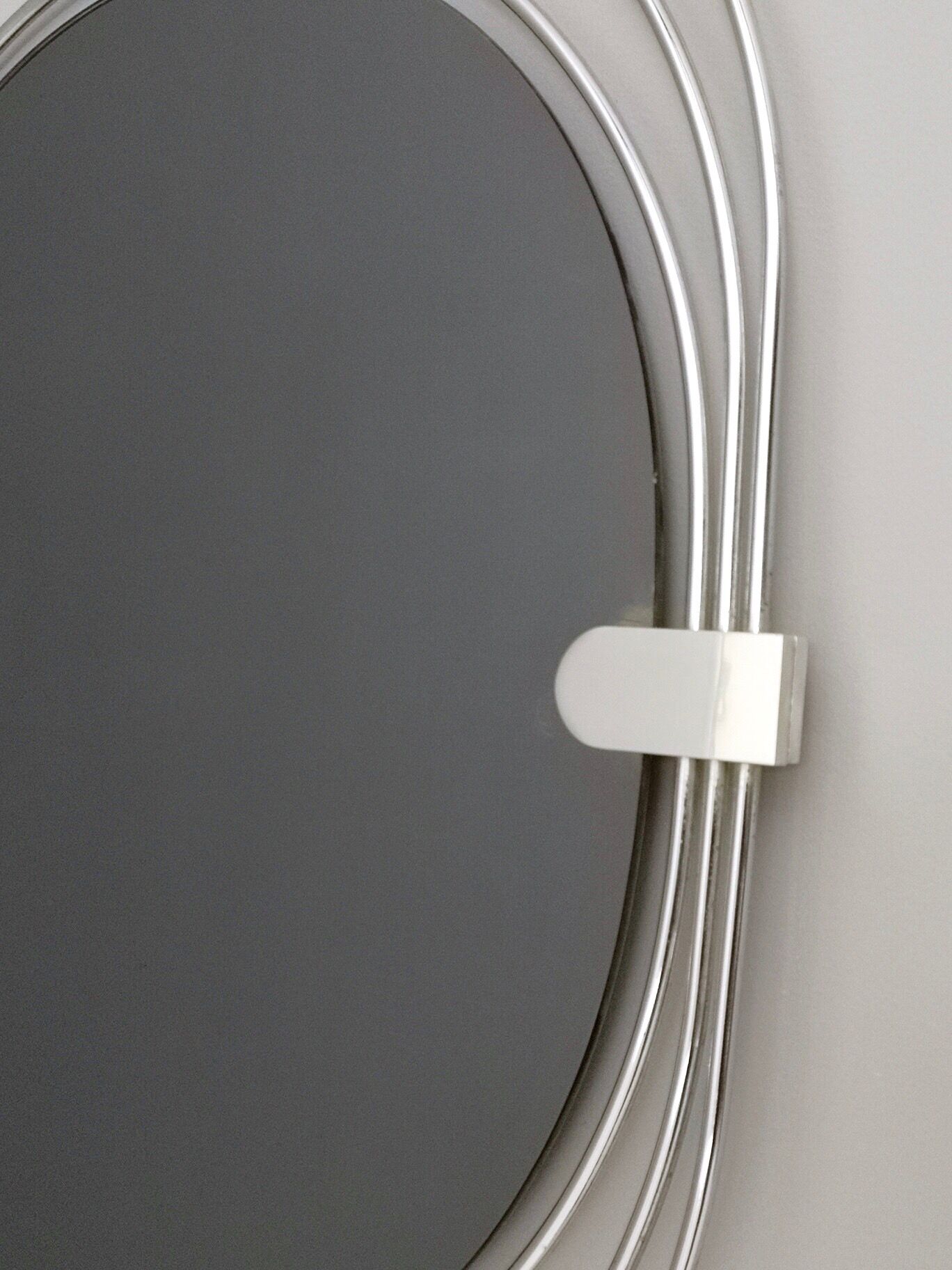 Postmodern Smoked Wall Mirror with a Triple Chrome-Plated Metal Frame, Italy