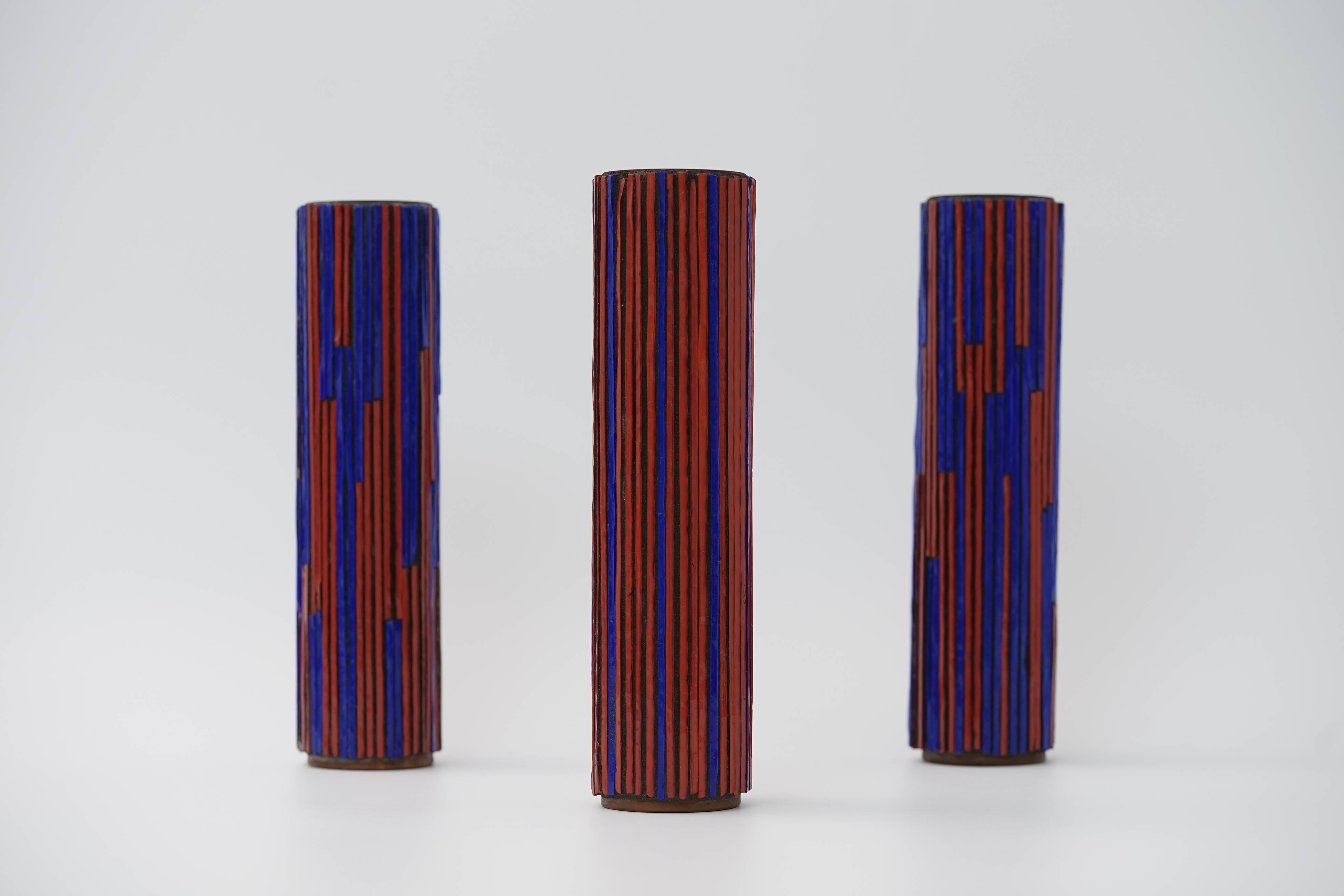 Pottery Mosaic Vases by W. Zimmermann for Ritter set of 3