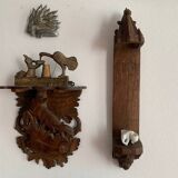 19th century carved wooden wall base for statue