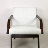 Vintage white Boucle Club Armchairs, 1970s
