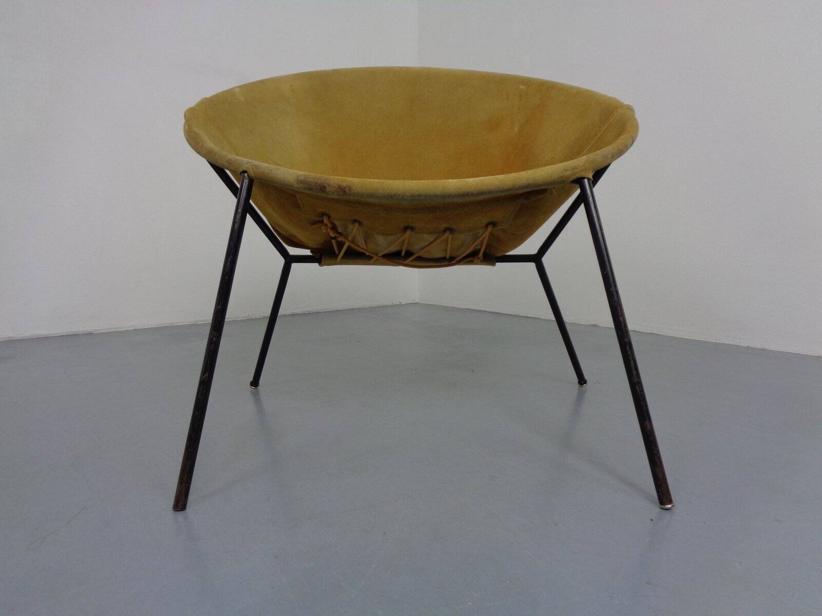 Danish Suede Folding Balloon Chair by Hans Olsen for Lea, 1960s