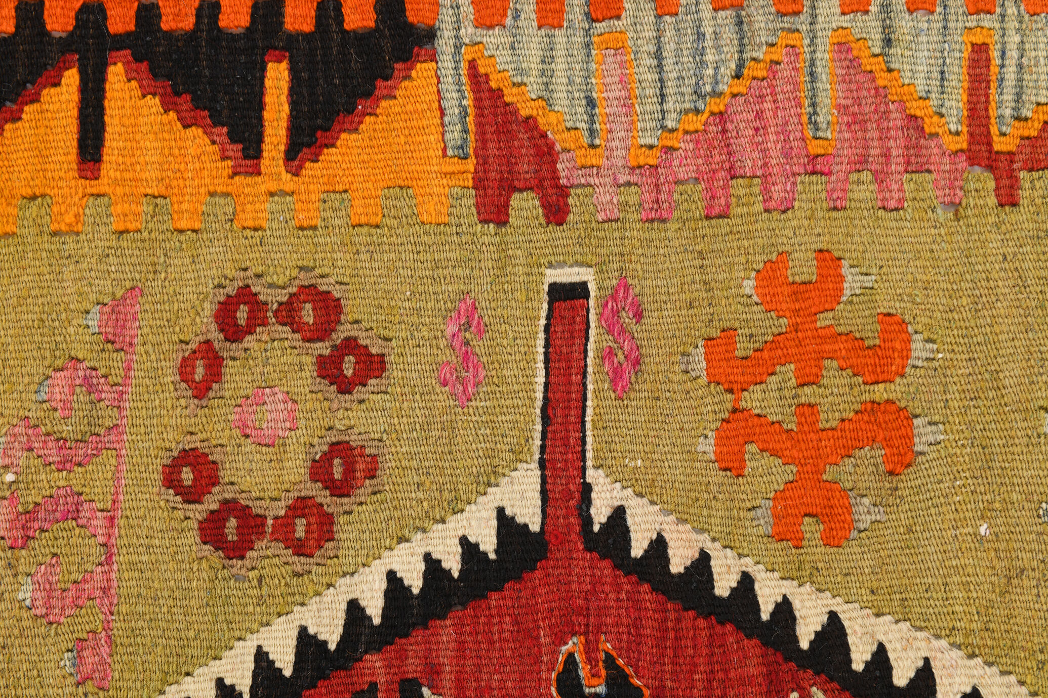 7x12 Scandinavian Kilim Rug, 205x384Cm