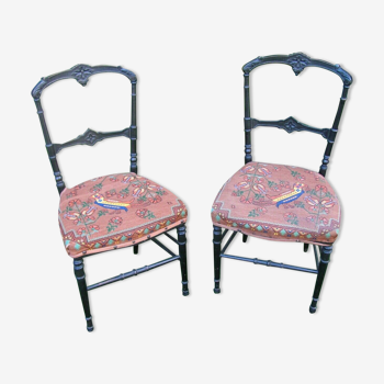 Paire de chaises Napoléon III à décor de perroquets