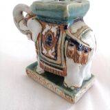 Elephant statue Polychrome ceramic sculpture signed