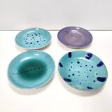 Set of Four Turquoise Earthenware Vide-Poche / Decorative Plates by Albisola