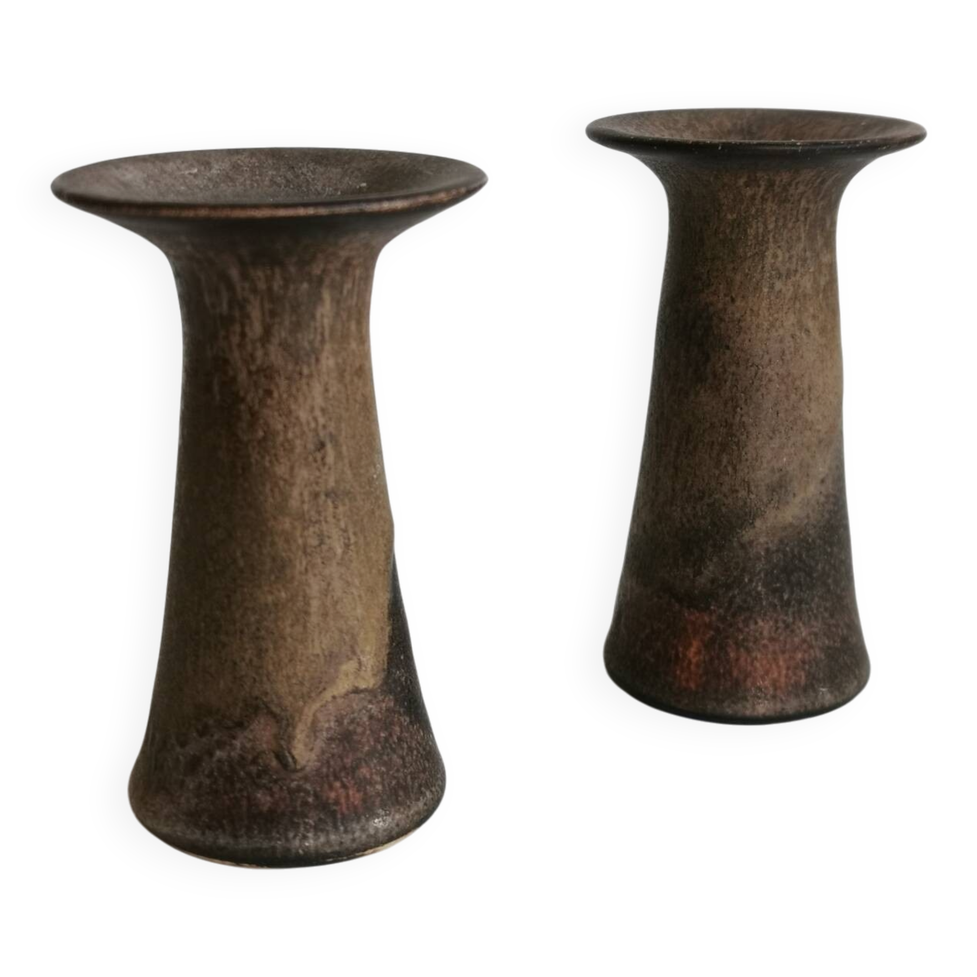 Vintage Scandinavian design glazed stoneware candle holders signed