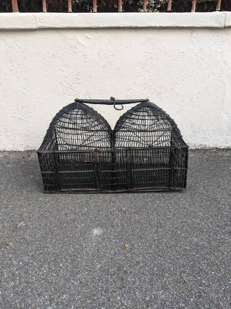 Double bird cage black iron old country decoration ethnic domes