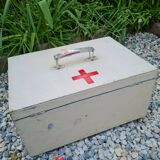 Portable pharmacy box made of vintage wood