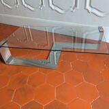 Chrome and glass coffee table from the 1970s.