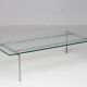 Architectural rectangular coffee table in steel and glass.
