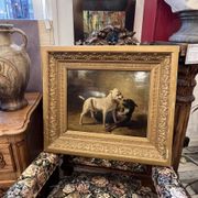 Jean Baptiste Louis Guy? Oil on panel, two bulldogs fighting