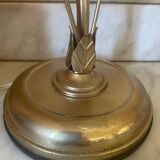 70s gold metal and opaline lamp