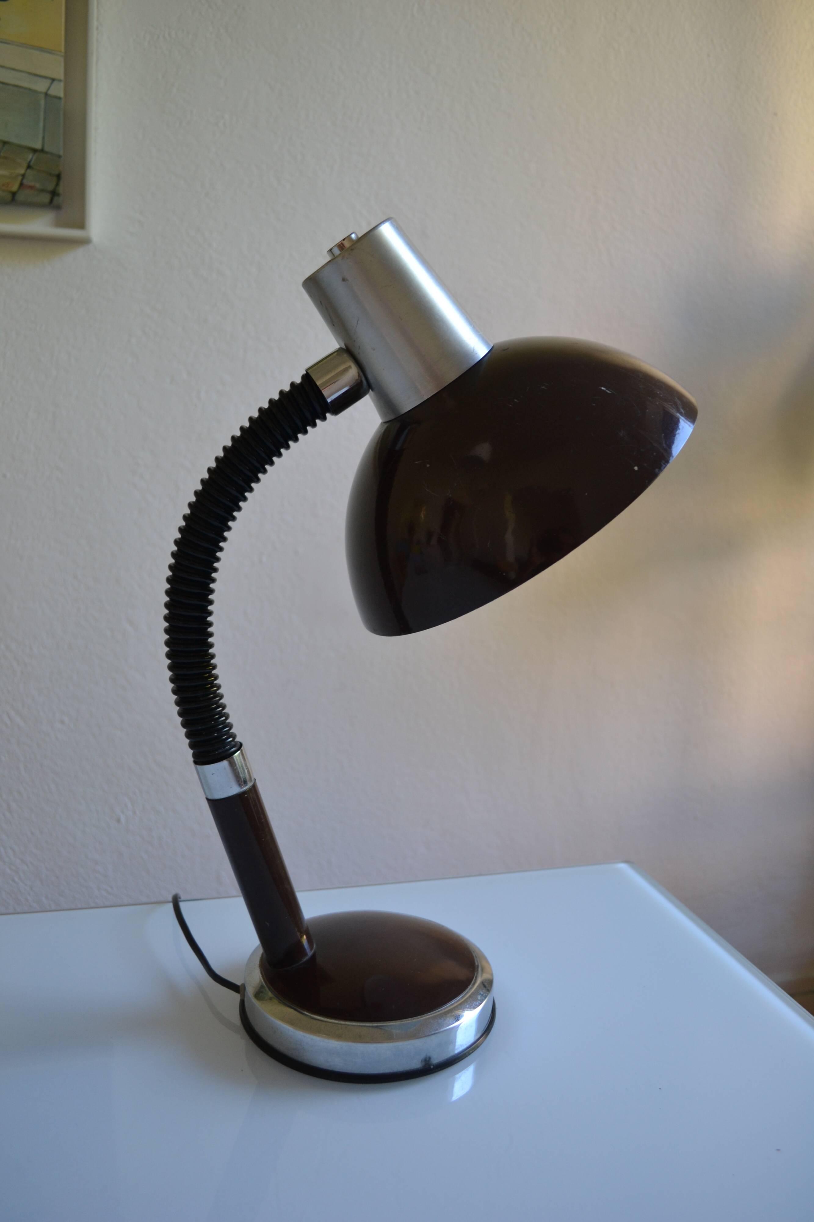 Vintage desk lamp France brown 70s 1970