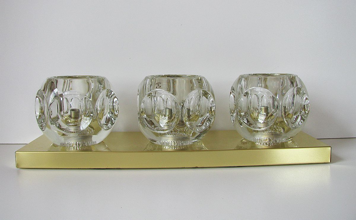 Applique en laiton et en verre de Peill et Putzler années 1970