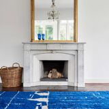 Vintage cobalt blue Moroccan Berber rug or carpet