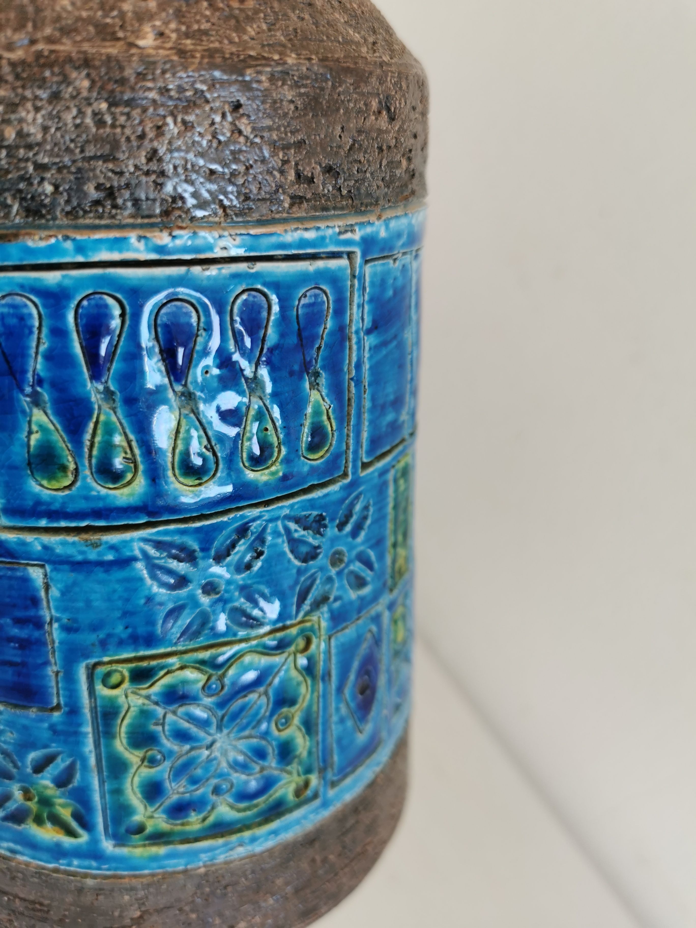 Bitossi lamp, in beautiful blue turquoise color, designed by Aldo Londi, Italy 1950-1960s
