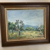 Tableau huile sur panneau paysage