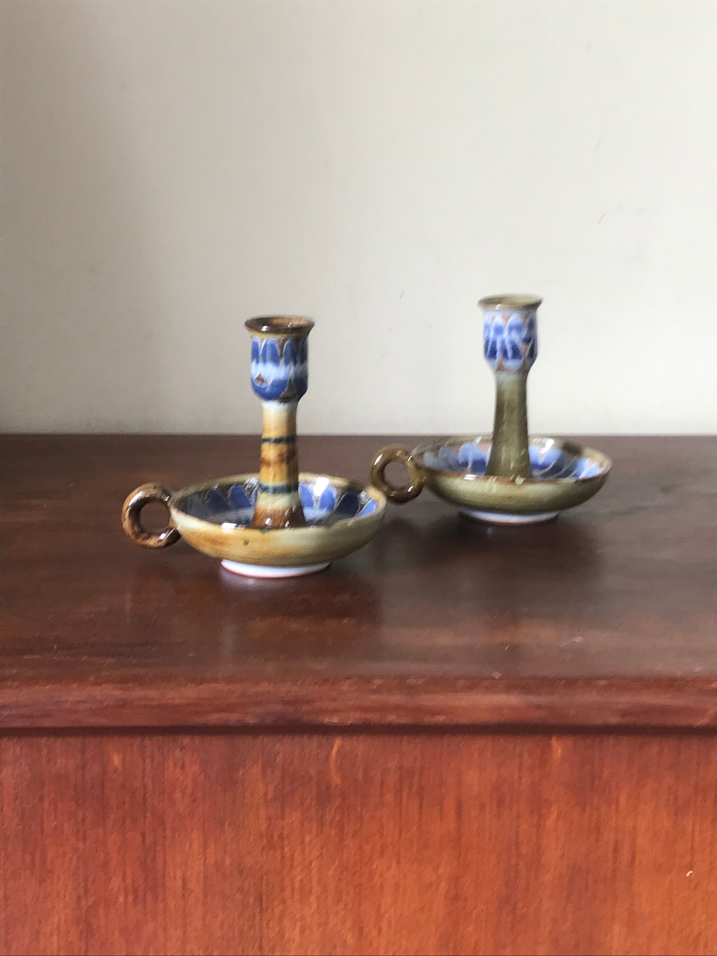 Pair of ceramic candle holders 1960 Roland Moreau