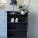Vintage bookcase grey slate waxed