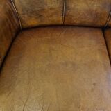 Vintage sheep leather 2 seater sofa with patina