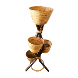 Vintage bamboo and rattan plant holder