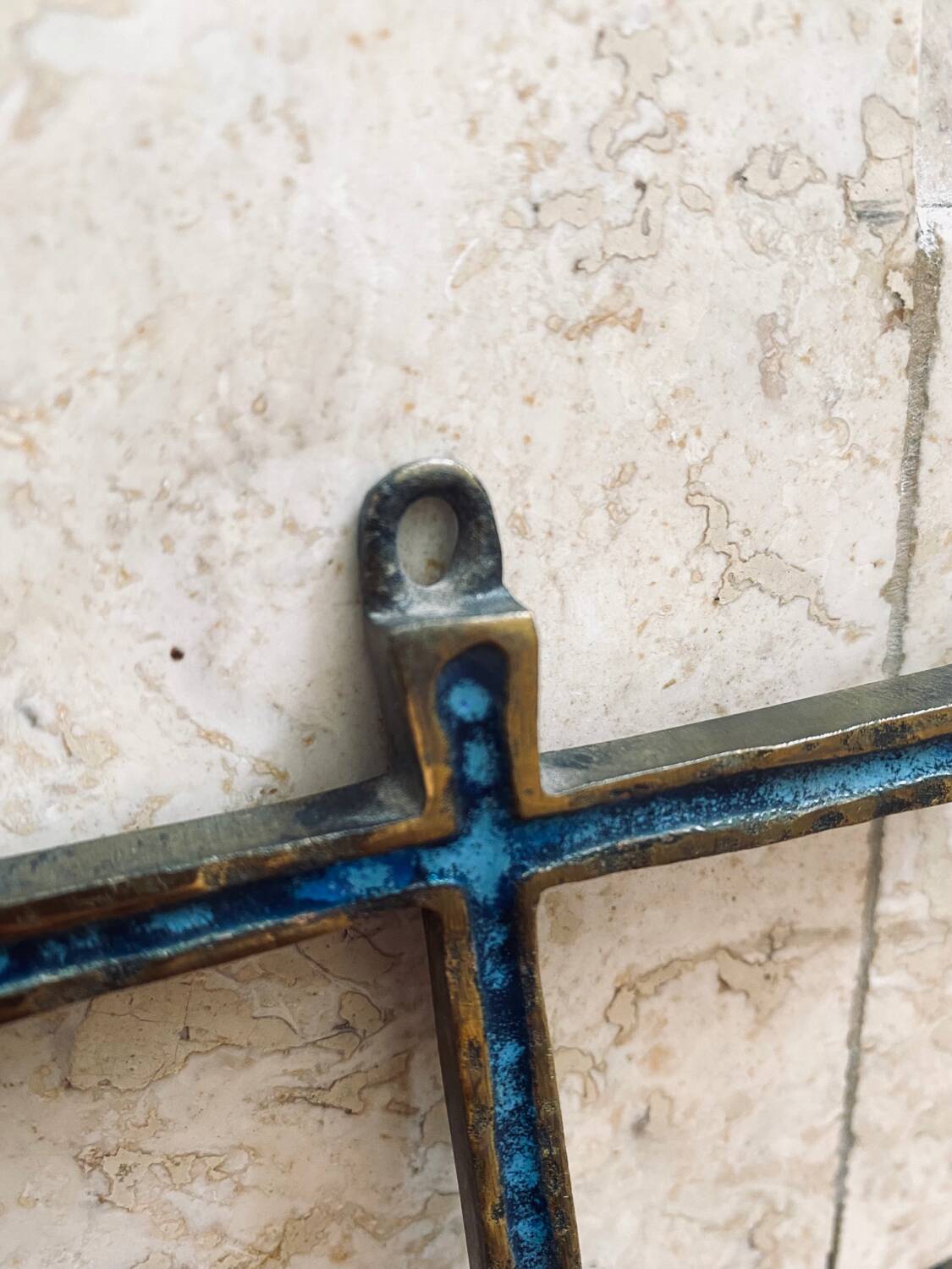 Piéchaud enameled bronze wall cross.