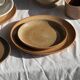 Set of 7 small flat dessert plates in orange stoneware D18