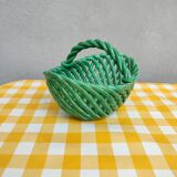 Green ceramic basket basketry Vallauris style Empty-pocket