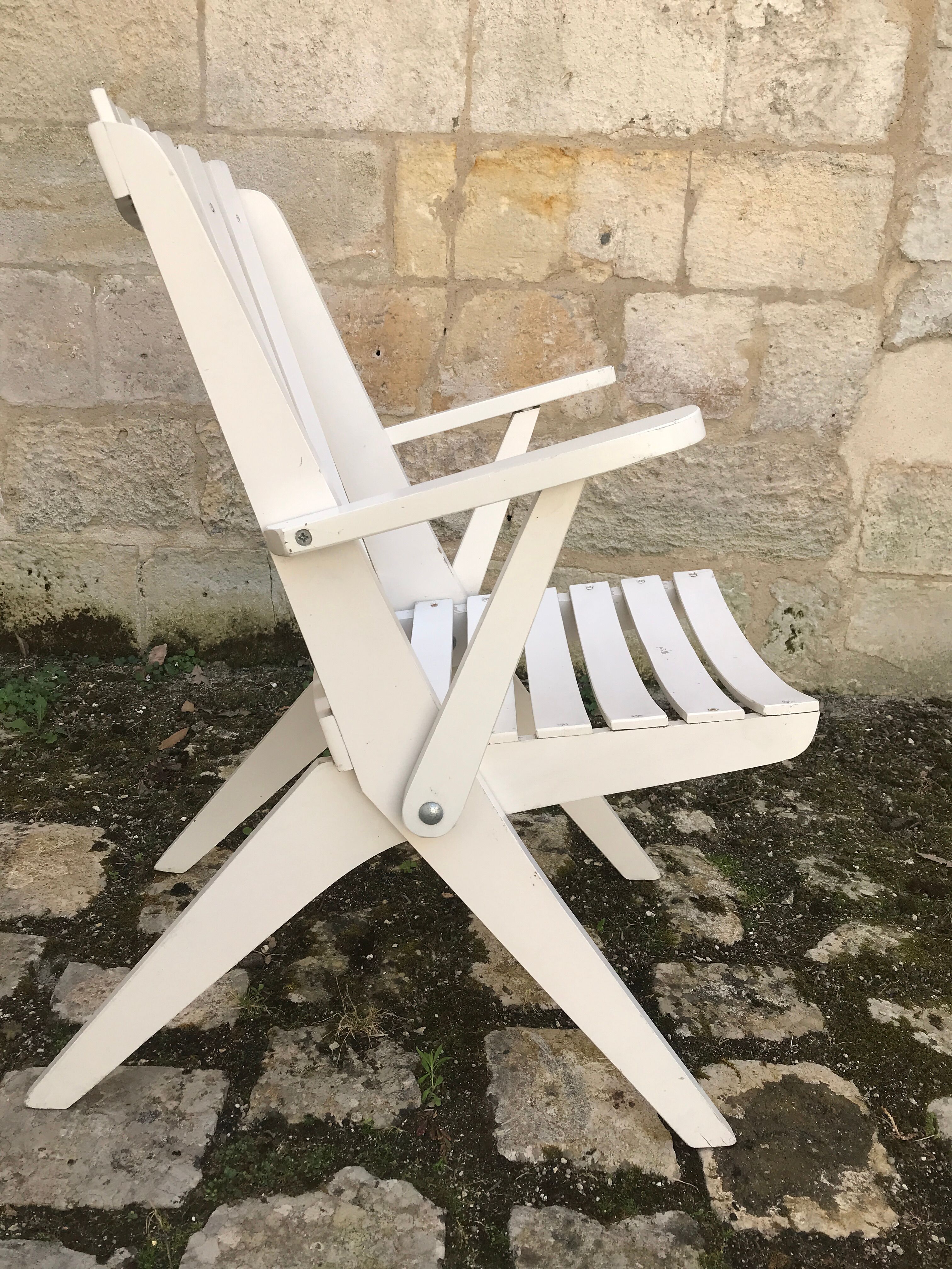 Paire de fauteuils pliables vintage « ciseaux » 1950