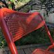 VINTAGE 70S FOLDING CHAIR, RED METAL, PERFORATED TOLE, POP