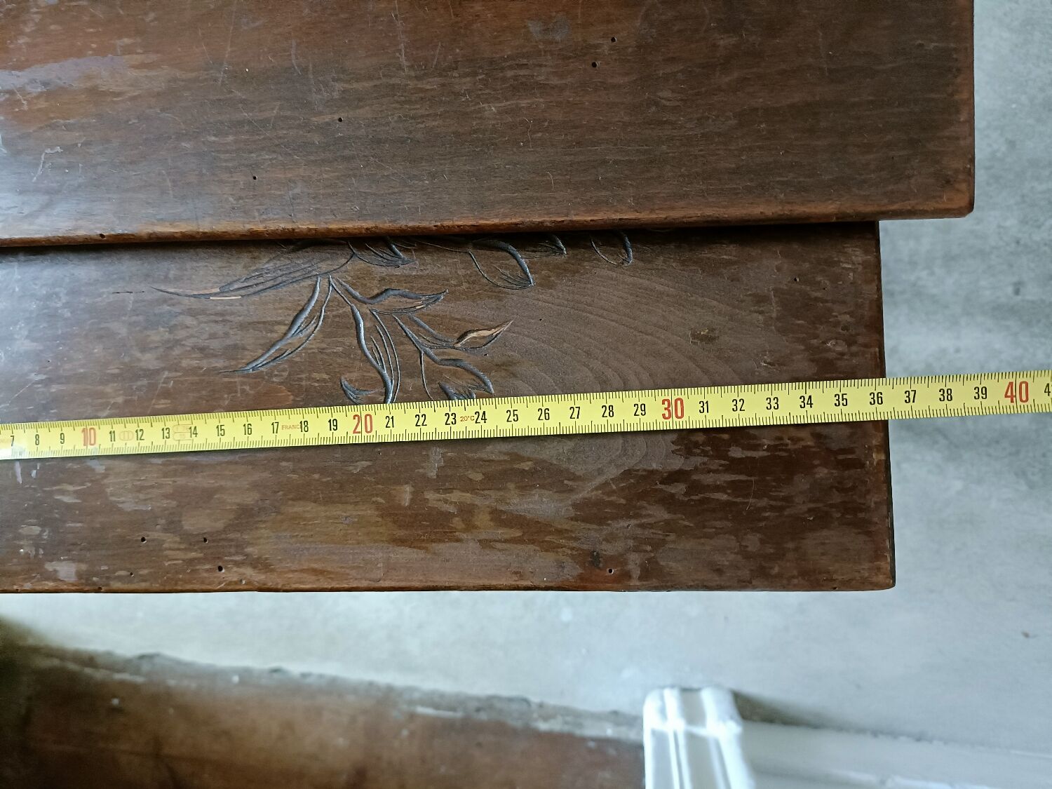 Stackable tables with pyrography.