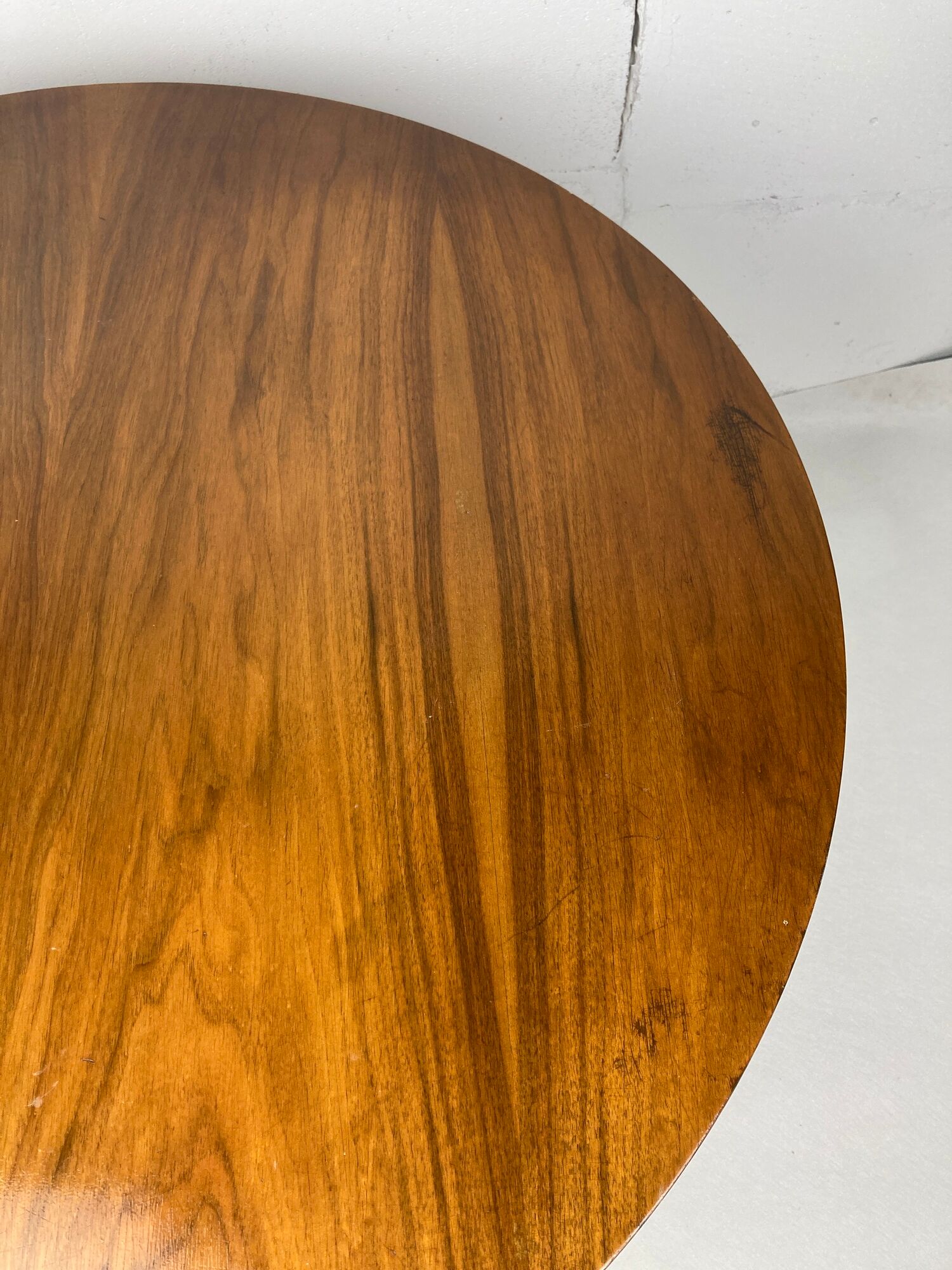 Italian round table with tapered brass leg ends, 1950s