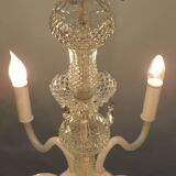 Chandelier with five branches glass and tassels /Bohemian Style Chandelier/vintage