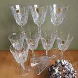 Set of 9 small glasses on foot Vmc Reims France vintage