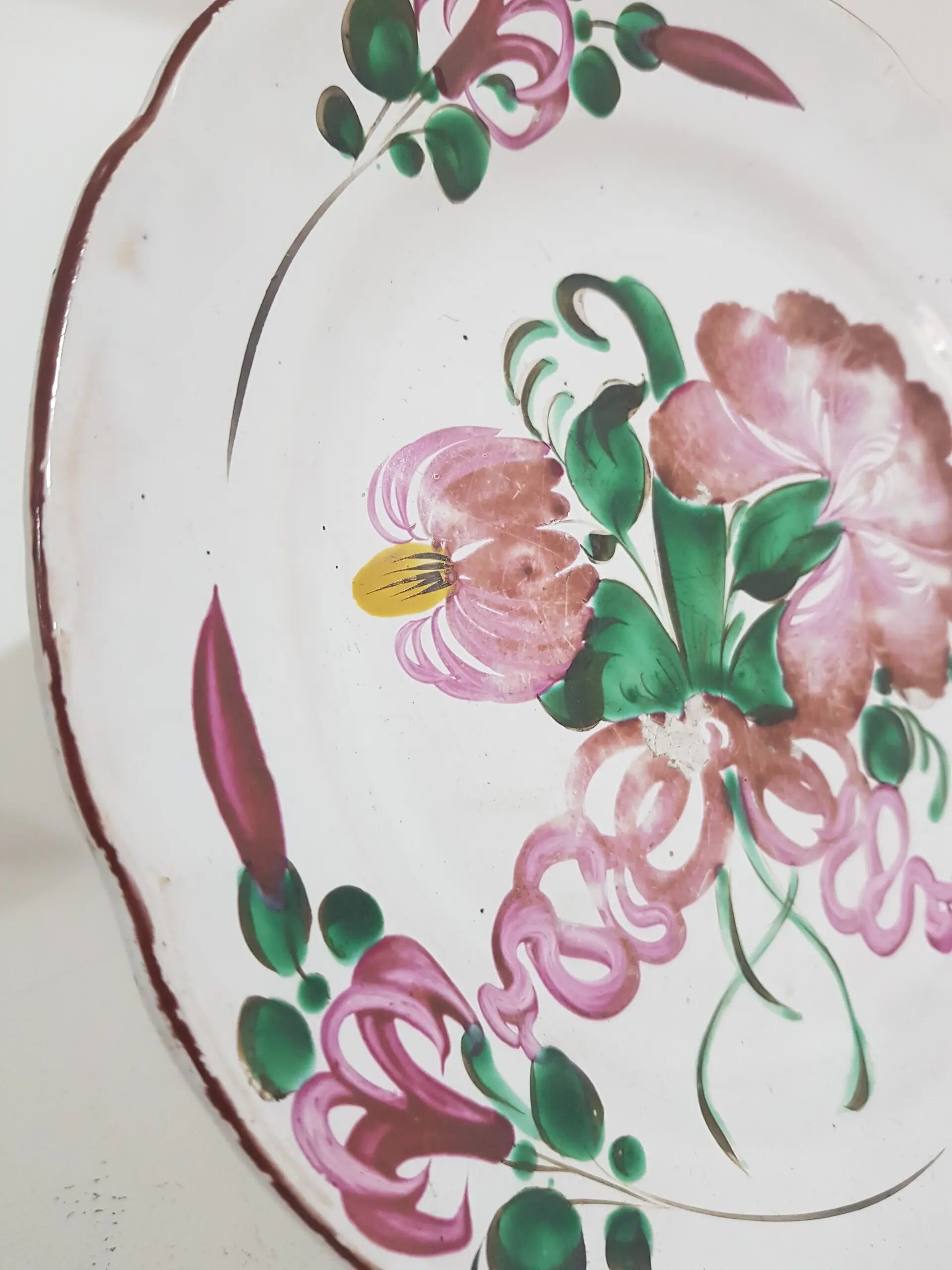 Decorative plate St. Clement, hand-painted ceramic, France, 19th century