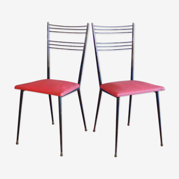 Paire de chaises Colette Guéden rouges